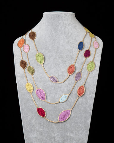 Oval Leaf Necklace - Multicolor