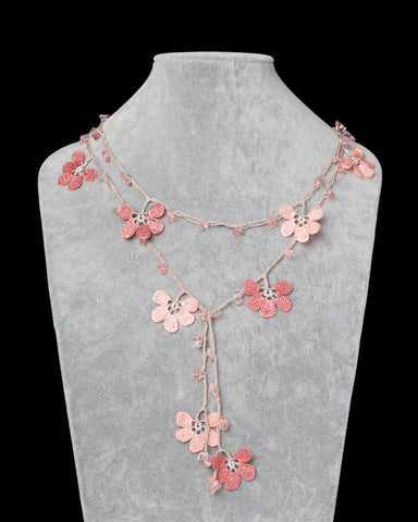 Lariat with Clover Motif -  Pink