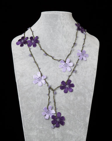 Lariat with Pomegranate Flowers - Lavender & Purple