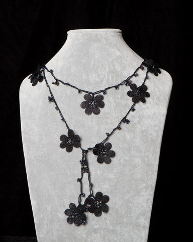 Lariat with Pomegranate Flowers - Black