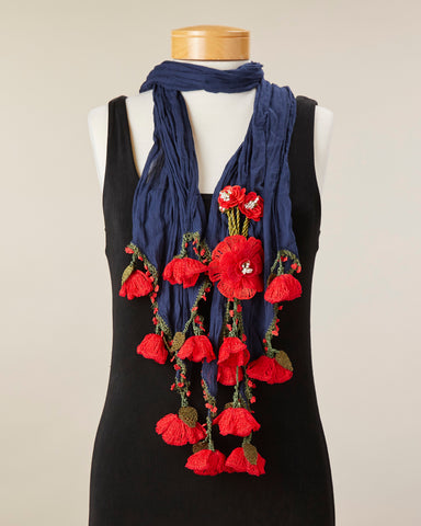 Tulip Scarf - Navy/Red