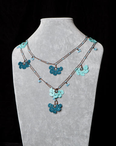 Lariat with Fan Motif -  Teal